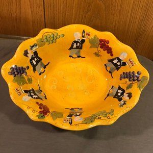 Oval Serving Bowl w/Butlers serving WINE Italian Yellow Pasta